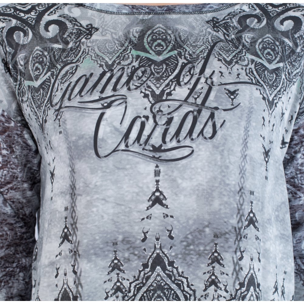 Riani Round Neck Tile Print Top Grey/Green