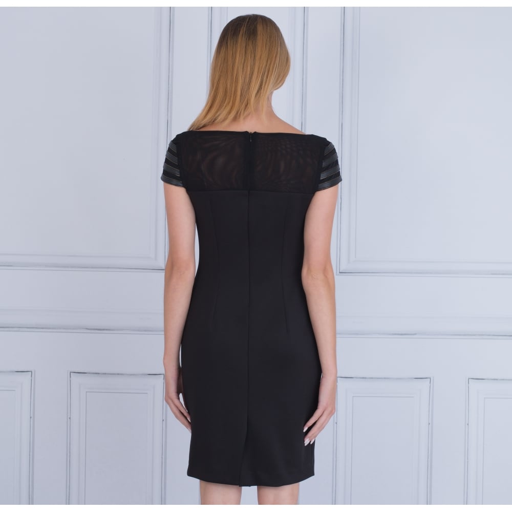 Javier Simorra Faux Leather Stripe Dress Black/Gold