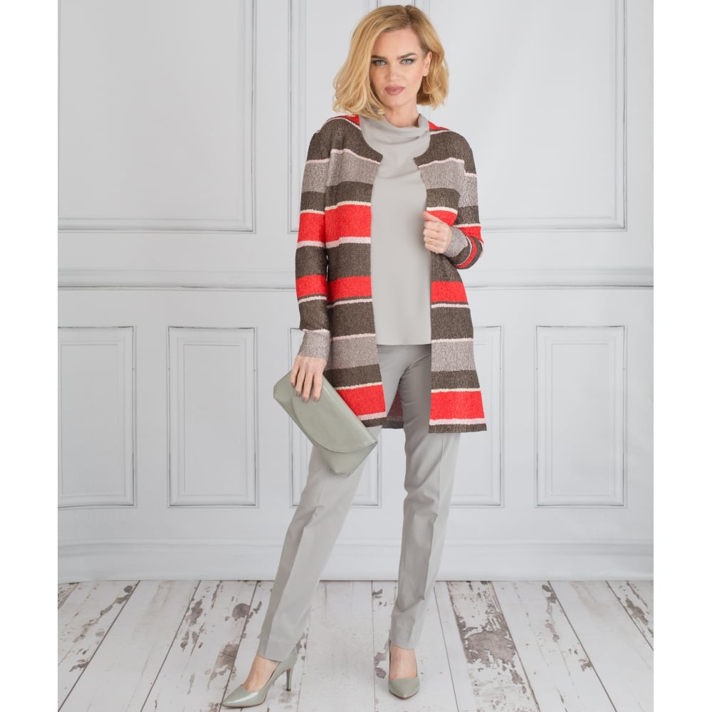 Riani Roll Neck Dip Back Silk Blouse Pearl Grey