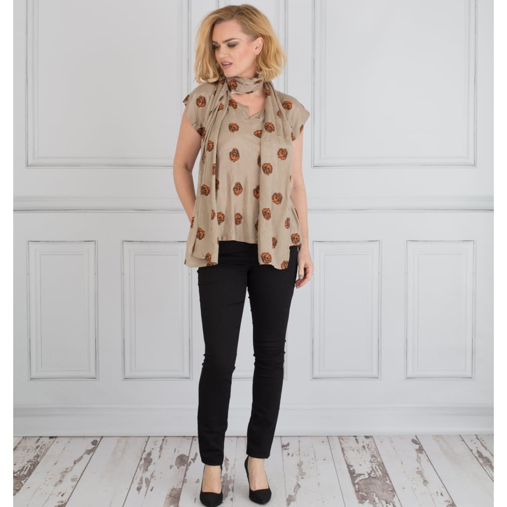 Masai Along Rose Scarf Taupe/Marigold/Black