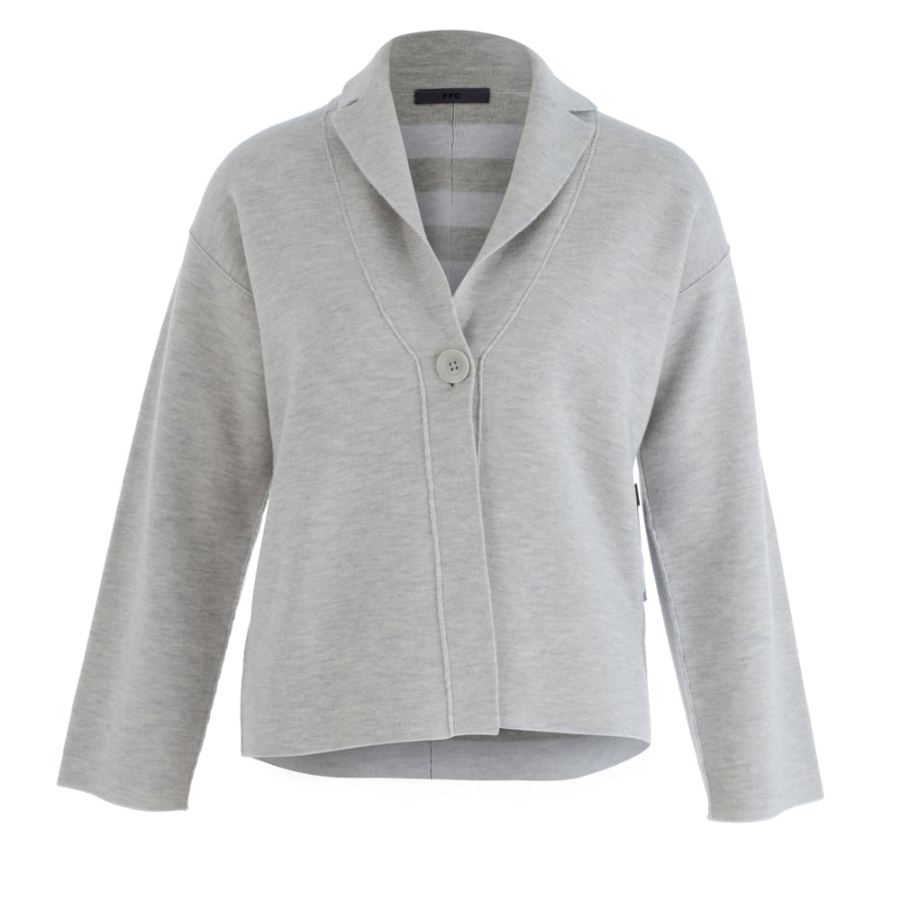FFC One Button Marl Jacket With Stripe Lining Grey