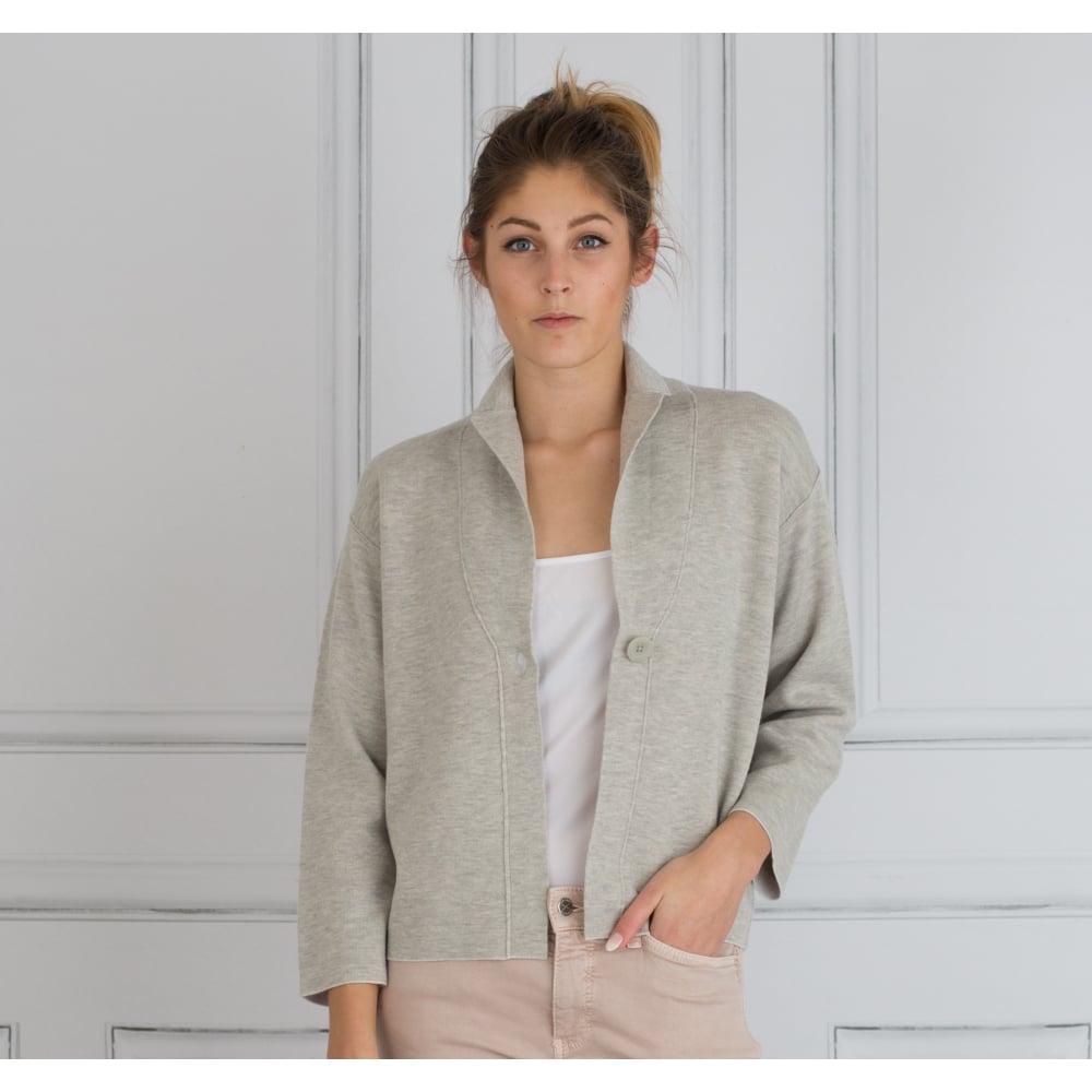 FFC One Button Marl Jacket With Stripe Lining Grey