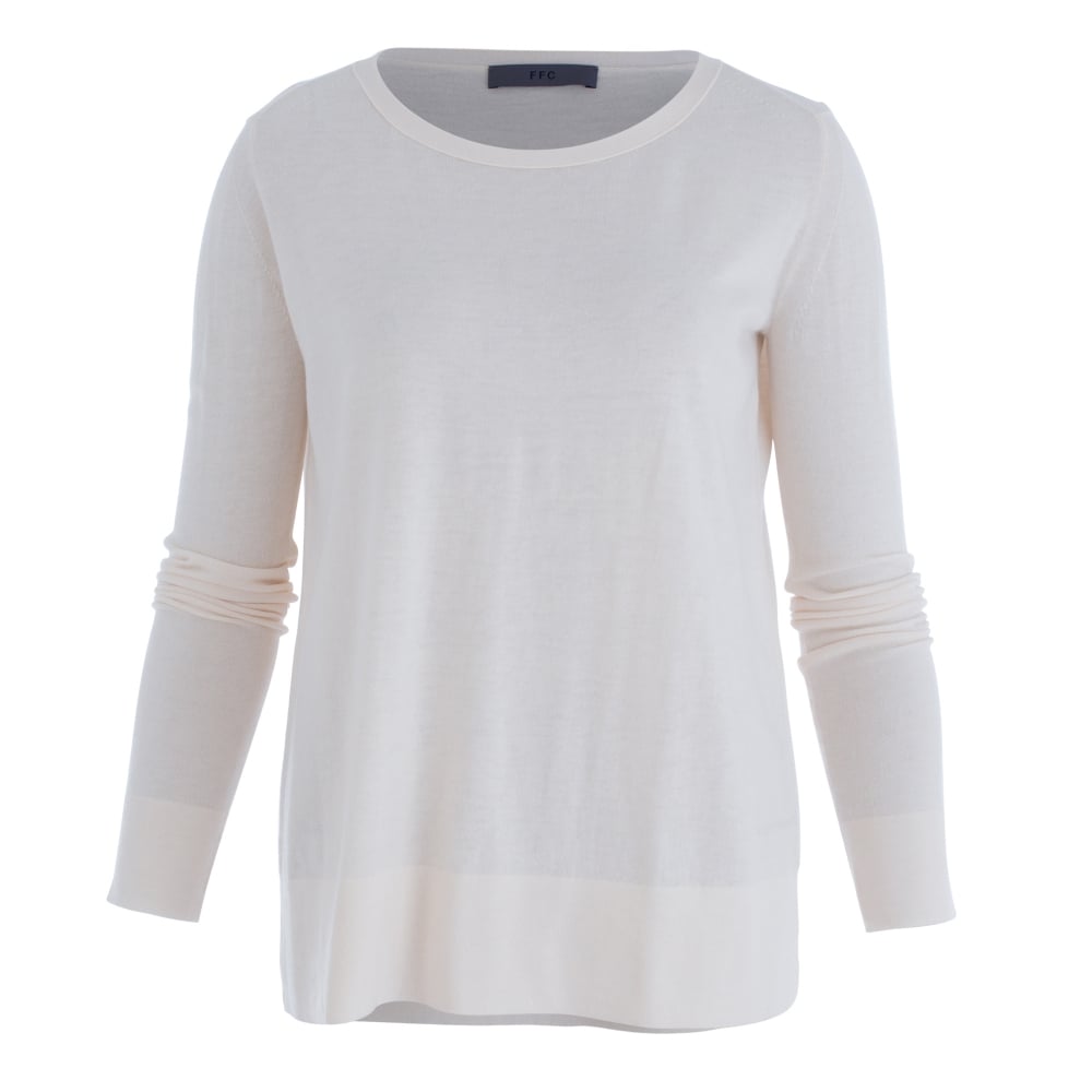 FFC Round Neck Fine Knit Side Split Jumper Champagne