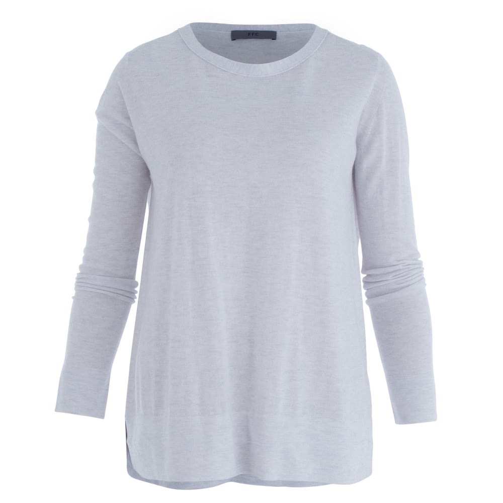 FFC Round Neck Fine Knit Side Split Jumper Ice