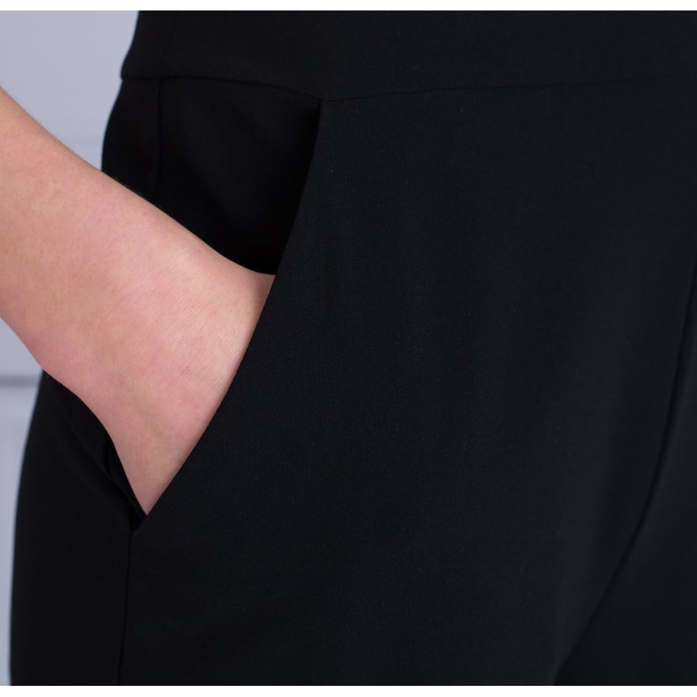 D.Exterior Sleeveless Wide Leg Tailored Jumpsuit Black & White