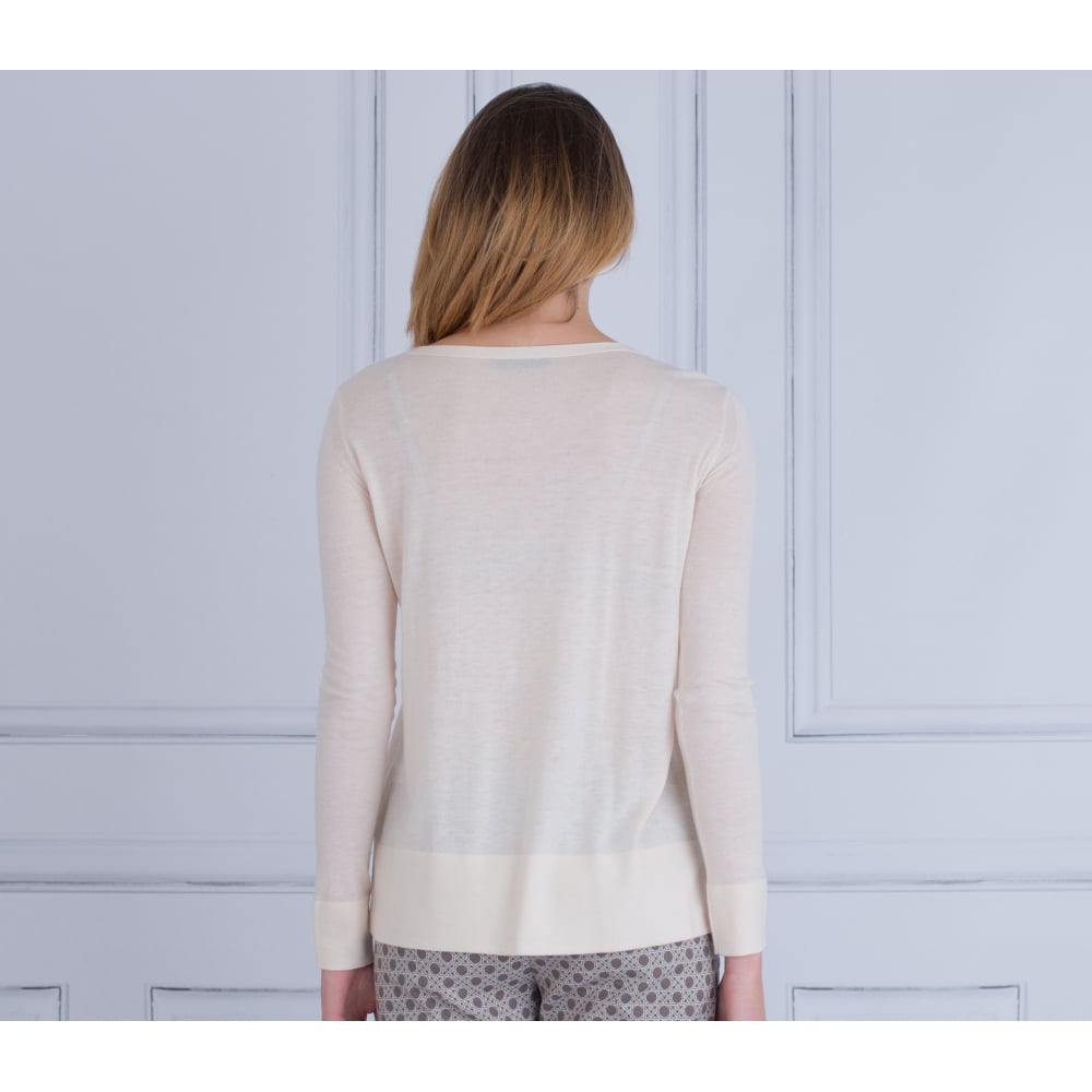 FFC Round Neck Fine Knit Side Split Jumper Champagne