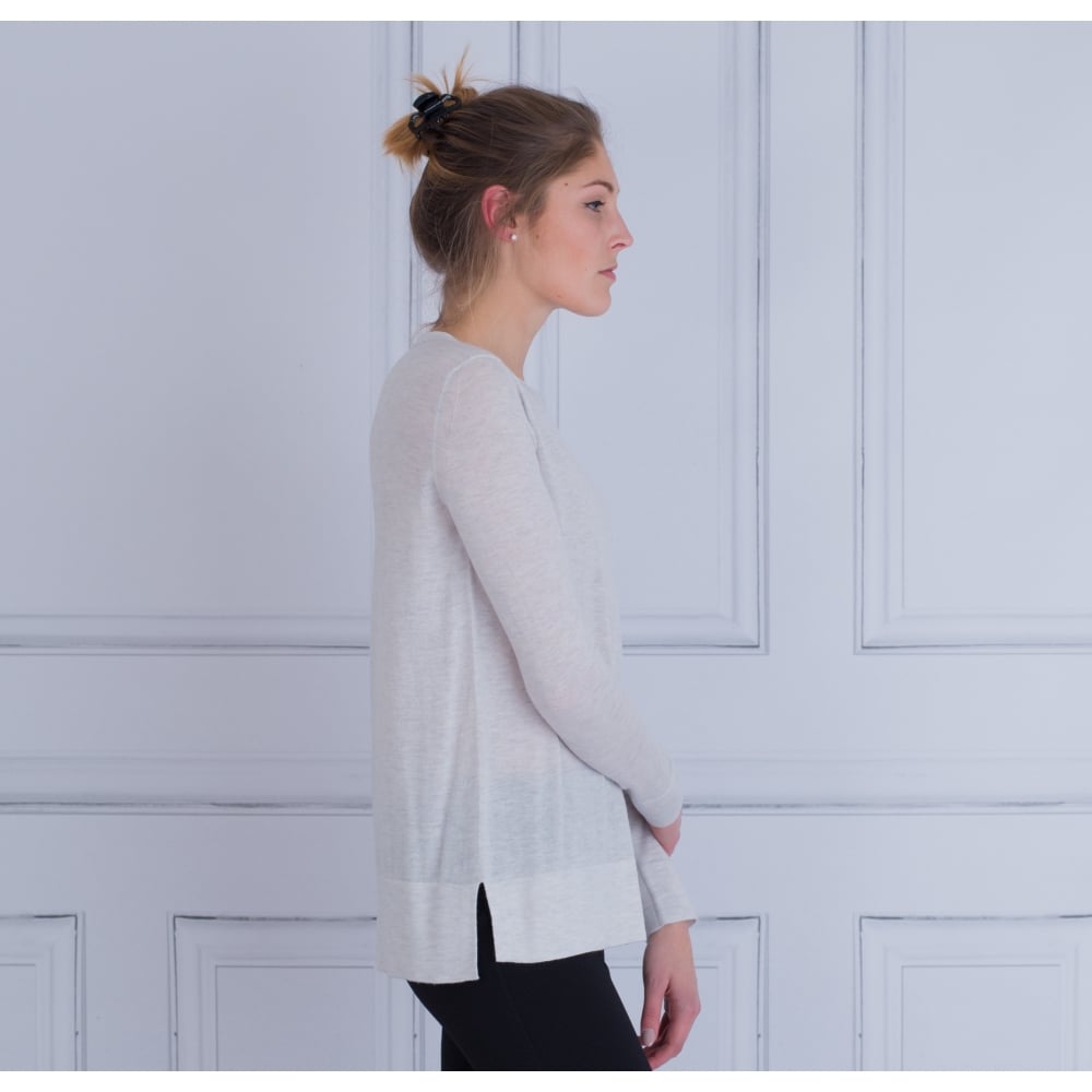 FFC Round Neck Fine Knit Side Split Jumper Ice