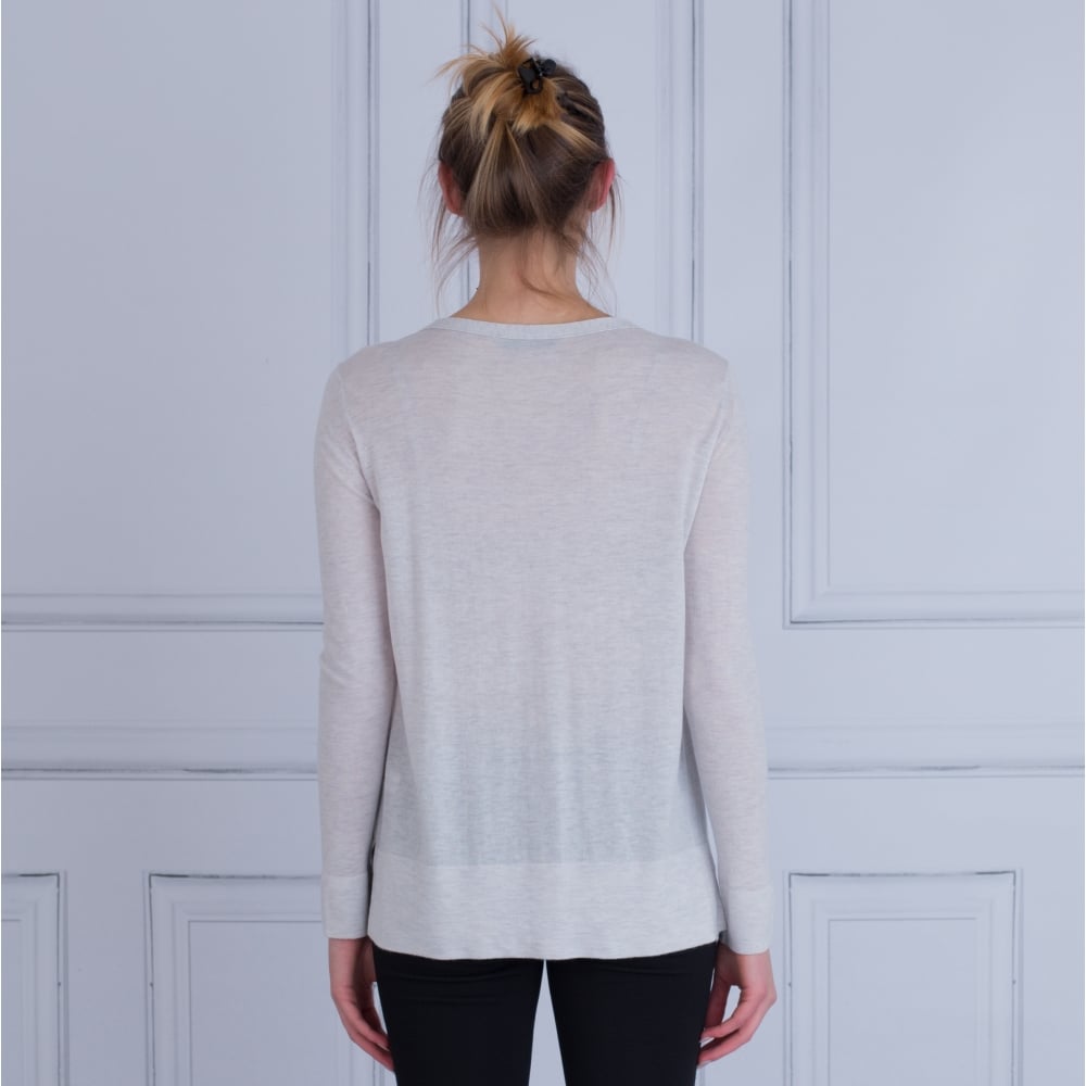 FFC Round Neck Fine Knit Side Split Jumper Ice