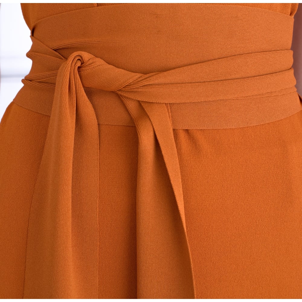 D Exterior Long Side Split Tabard Tunic Dress Burnt Orange