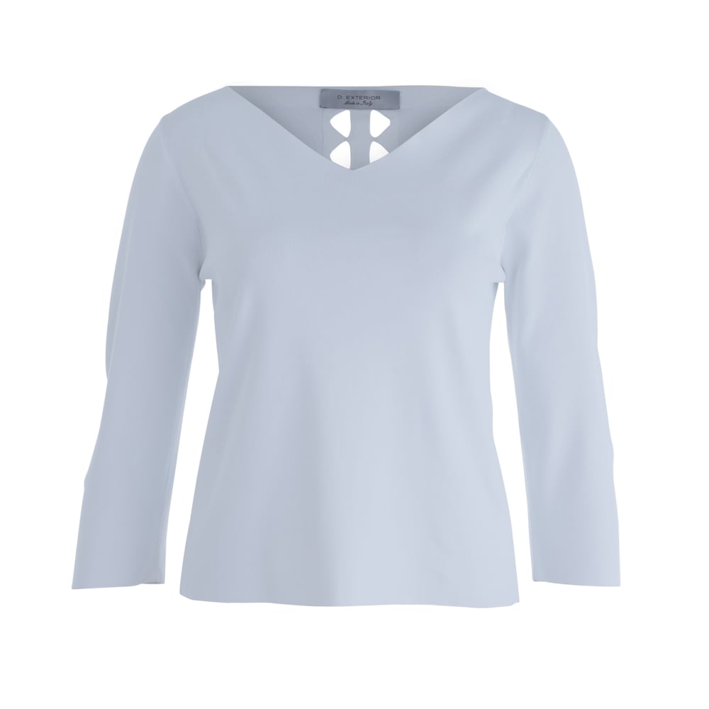 D Exterior V-Neck Cut Out Back Detail Short Knit Top White