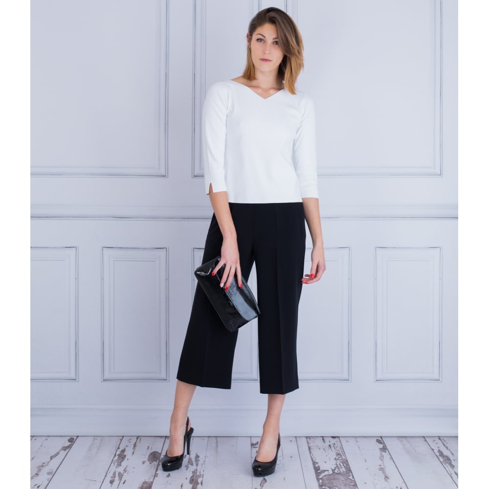 D Exterior V-Neck Cut Out Back Detail Short Knit Top White