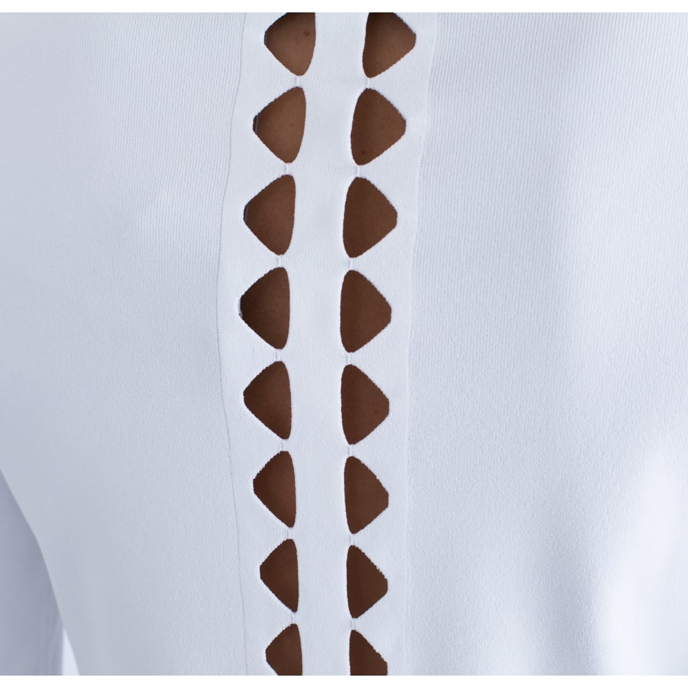 D Exterior V-Neck Cut Out Back Detail Short Knit Top White