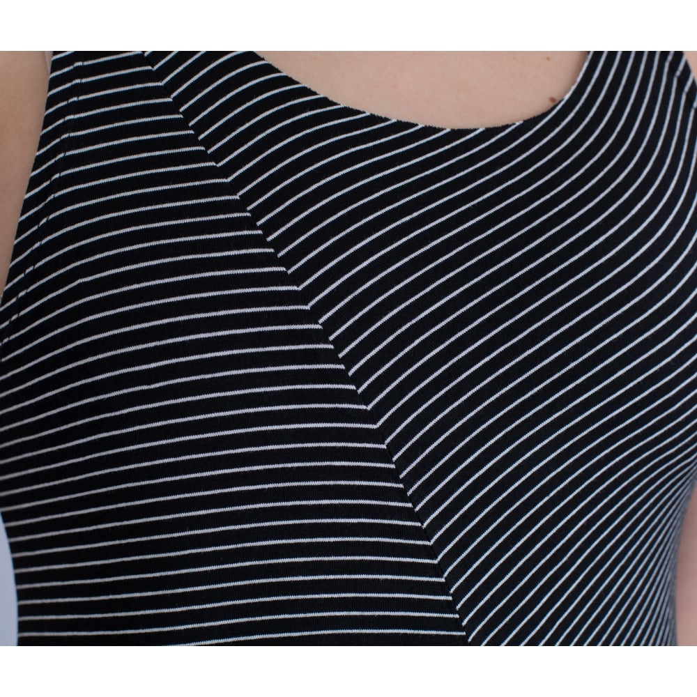 Alembika Scoop Neck Asymmetric Jersey Stripe Tunic Black/White