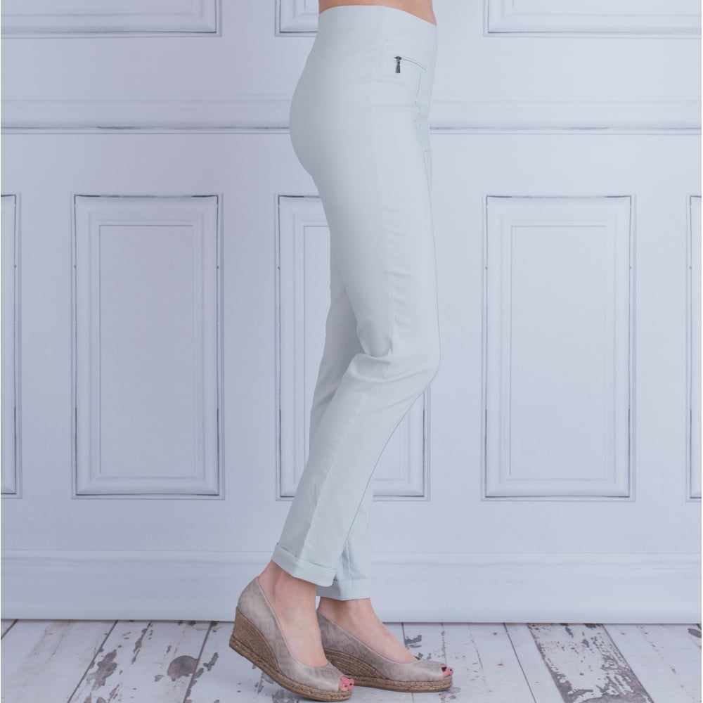 Simclan Narrow Leg Turn-Up Trouser With Zip Front Frost 1764-43