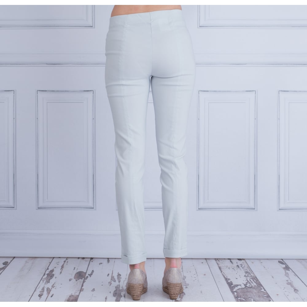 Simclan Narrow Leg Turn-Up Trouser With Zip Front Frost 1764-43