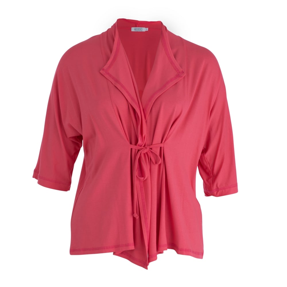 Masai Ili Half Sleeve Tie Front Cardigan Cherry