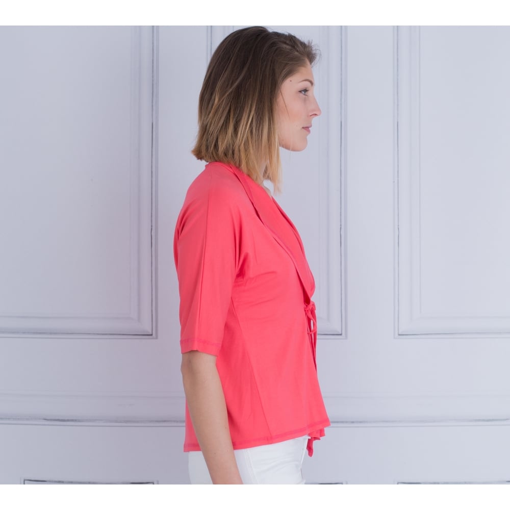 Masai Ili Half Sleeve Tie Front Cardigan Cherry