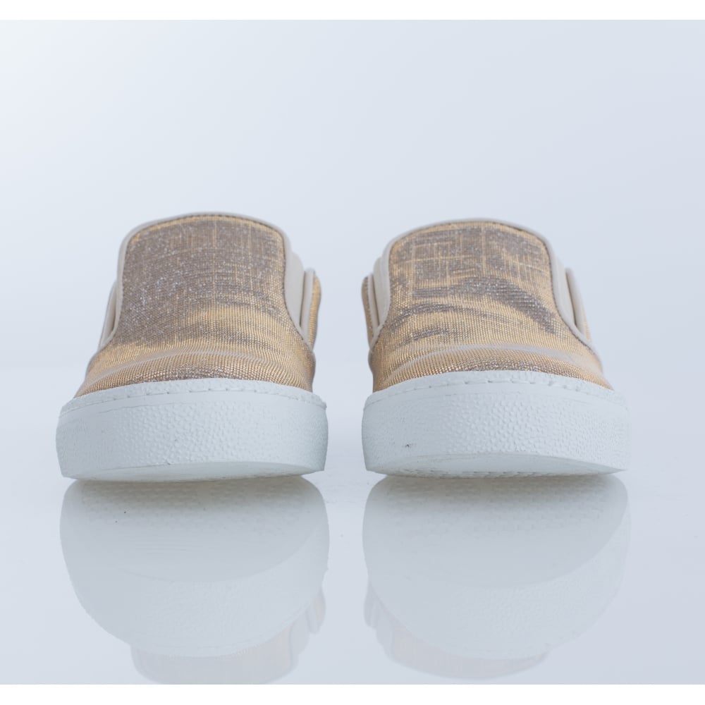 Lisa Kay Annie Glitter Slip On Loafer With White Sole Light Taupe