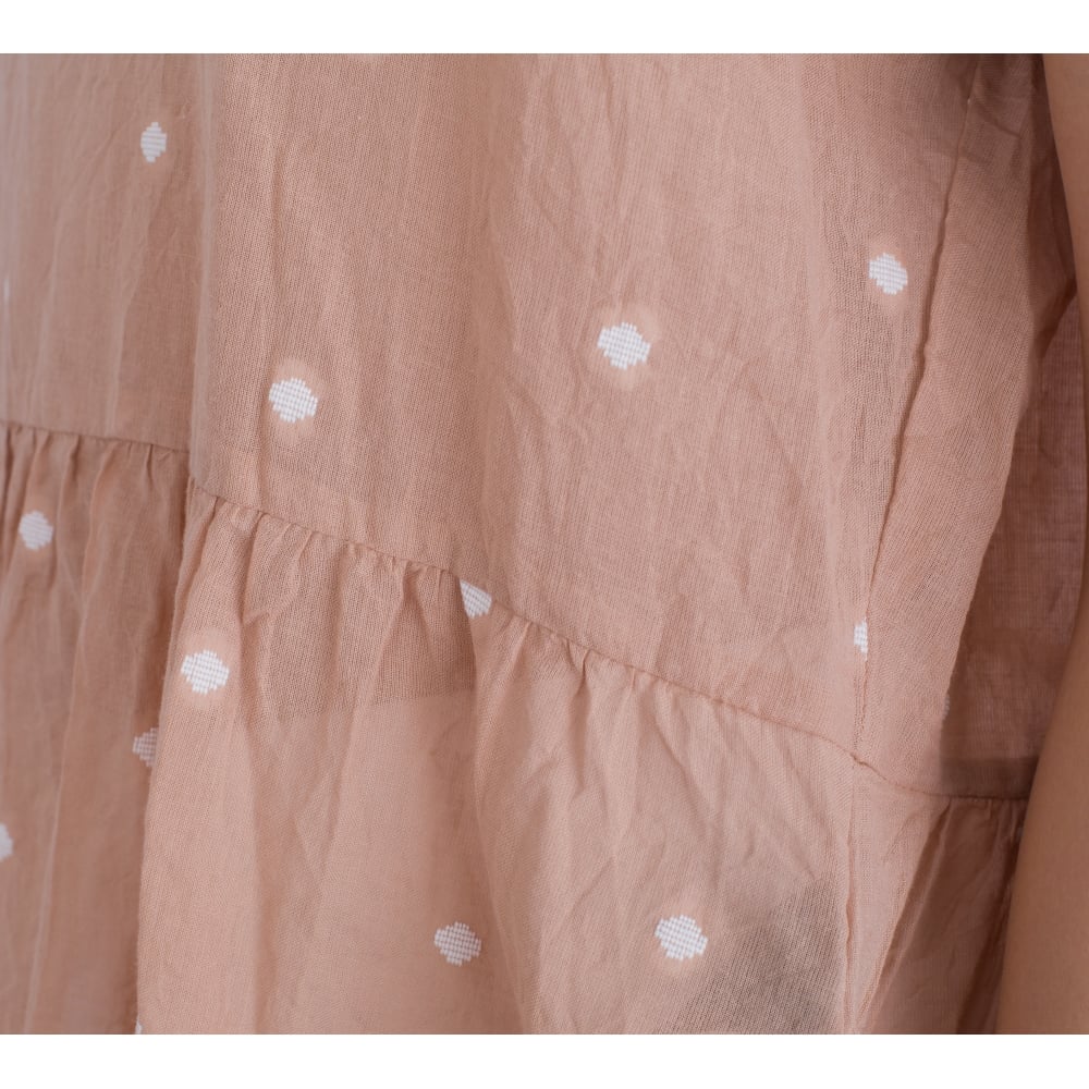 Masai Elda Fine Cotton Blouse With Gathered Hem Tan