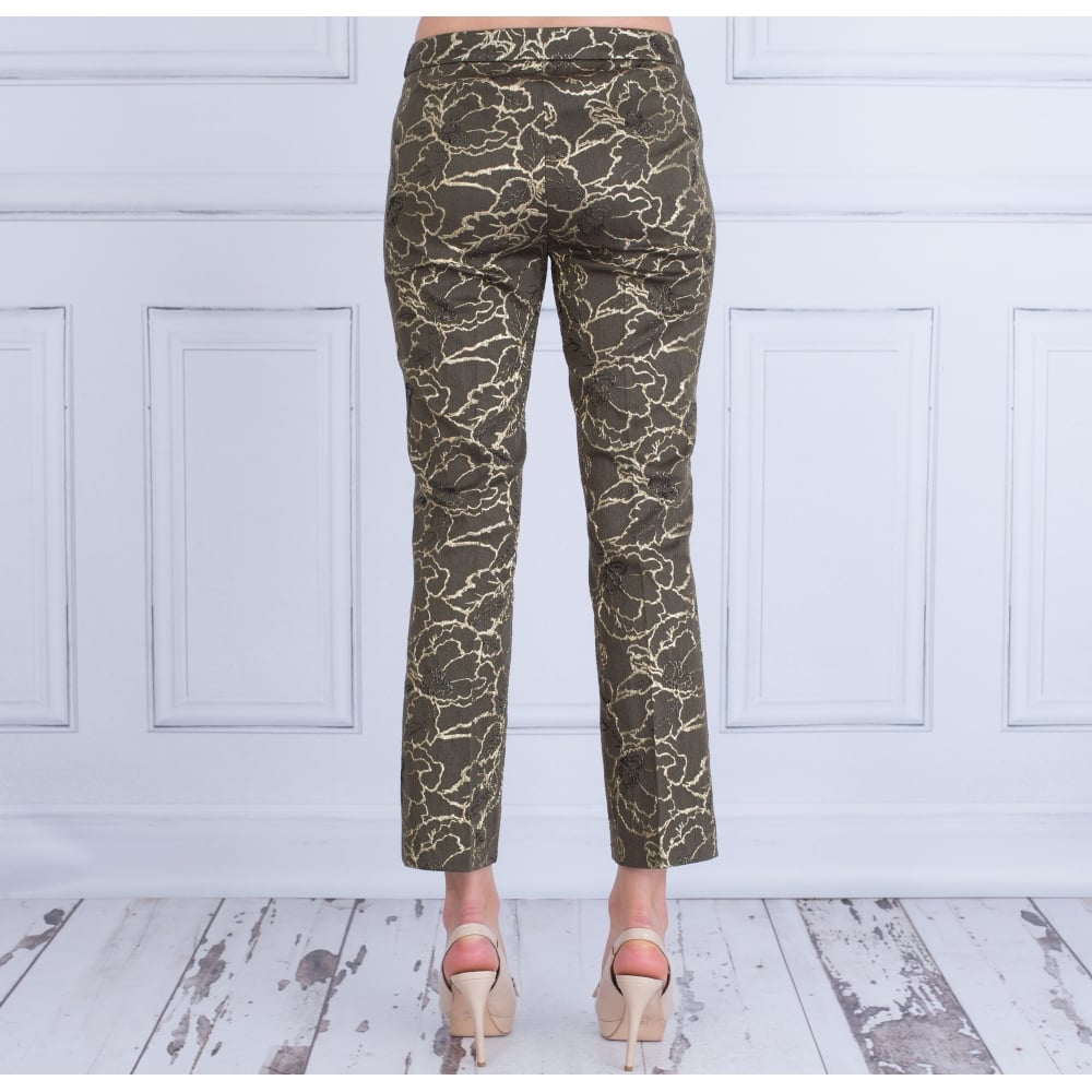 Luisa Cerano Evening Trouser Green & Gold Brocade