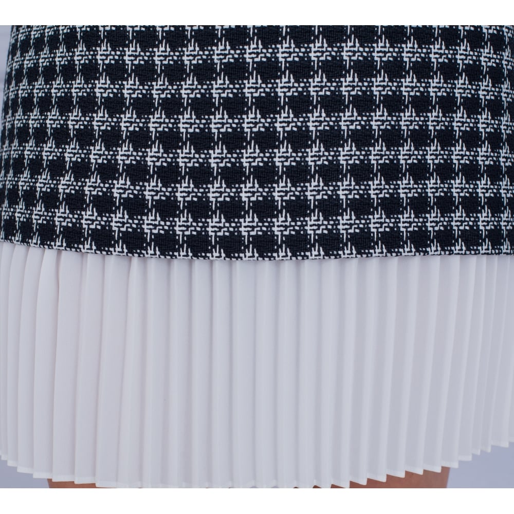 Penny Black Pleat Hem Houndstooth Dress Navy/White