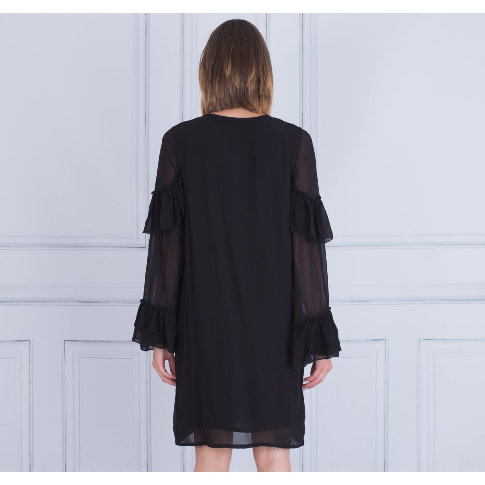 Gestuz Frill Arm Shift Dress Black