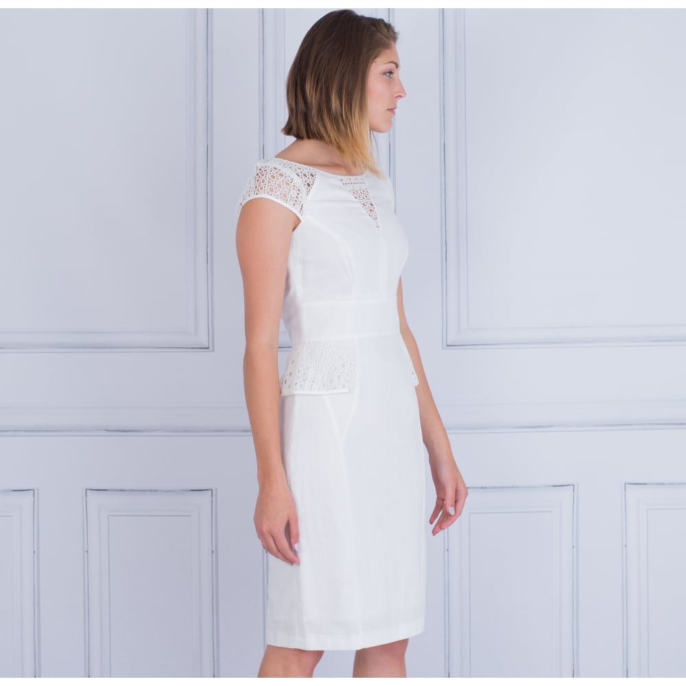 Apanage Lace Cut Out Peplum Dress White