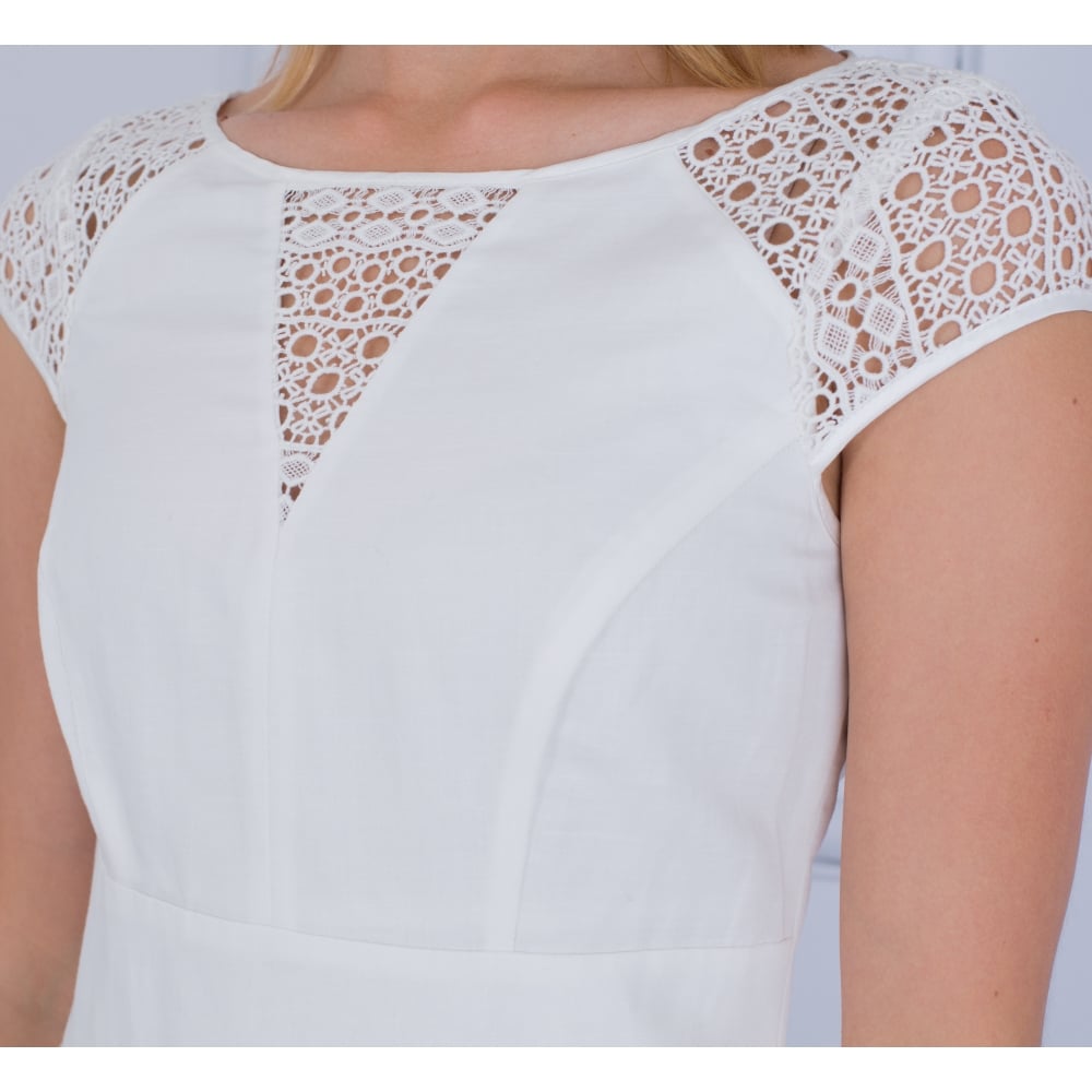 Apanage Lace Cut Out Peplum Dress White