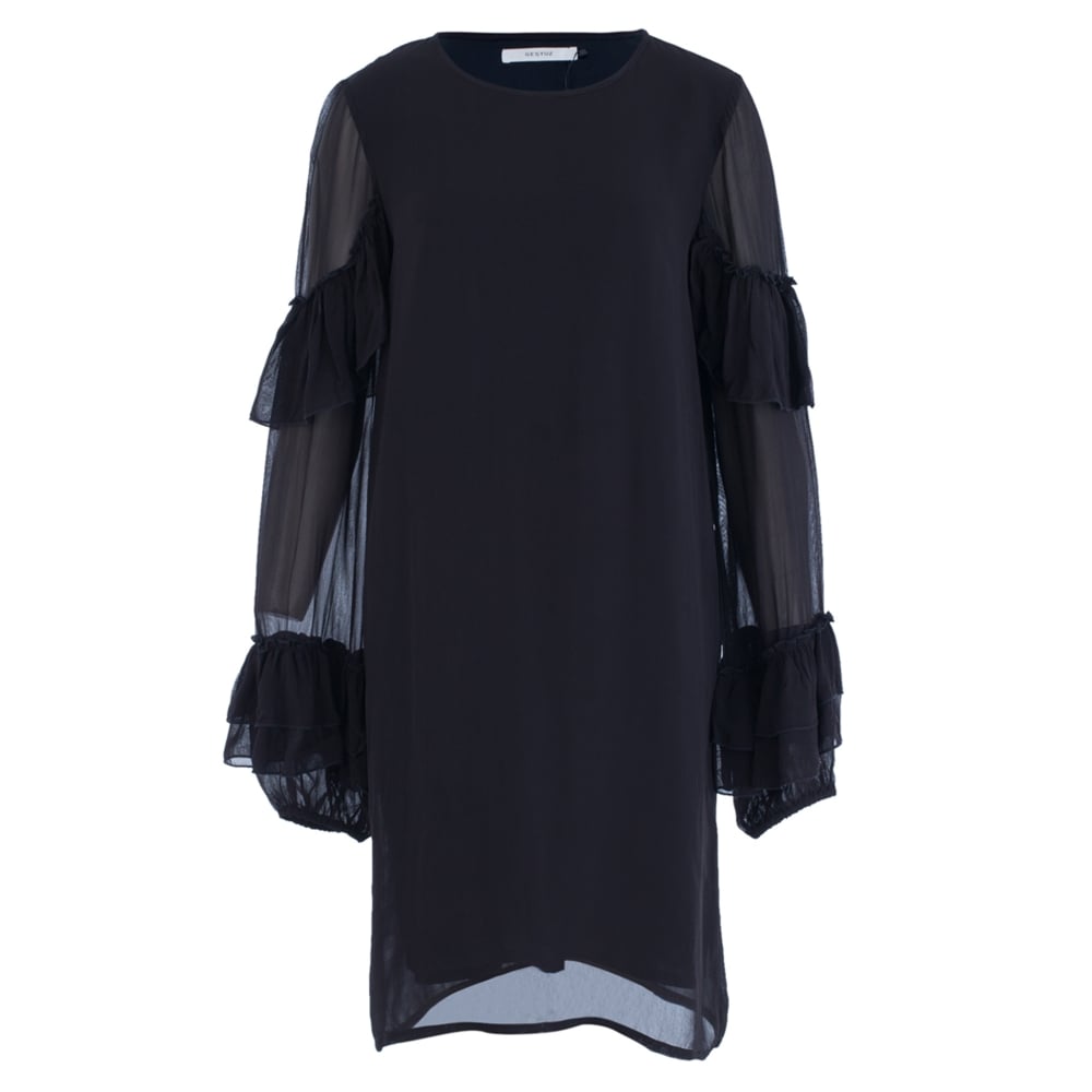 Gestuz Frill Arm Shift Dress Black