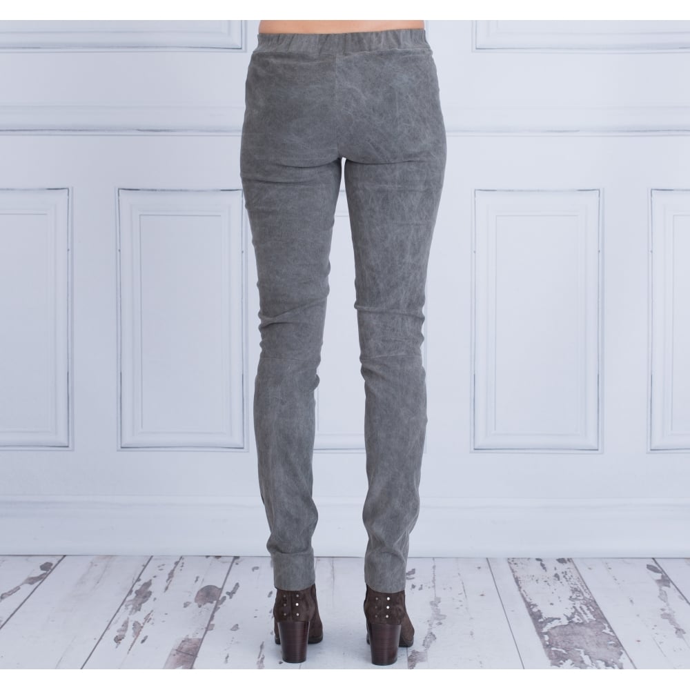 Max&Moi Distressed Leather Leggings Grey