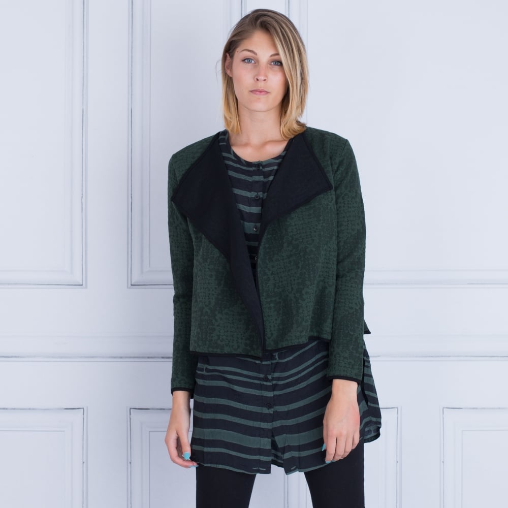 Masai Iri Jersey Jacket With Contrast Lining Black/Green