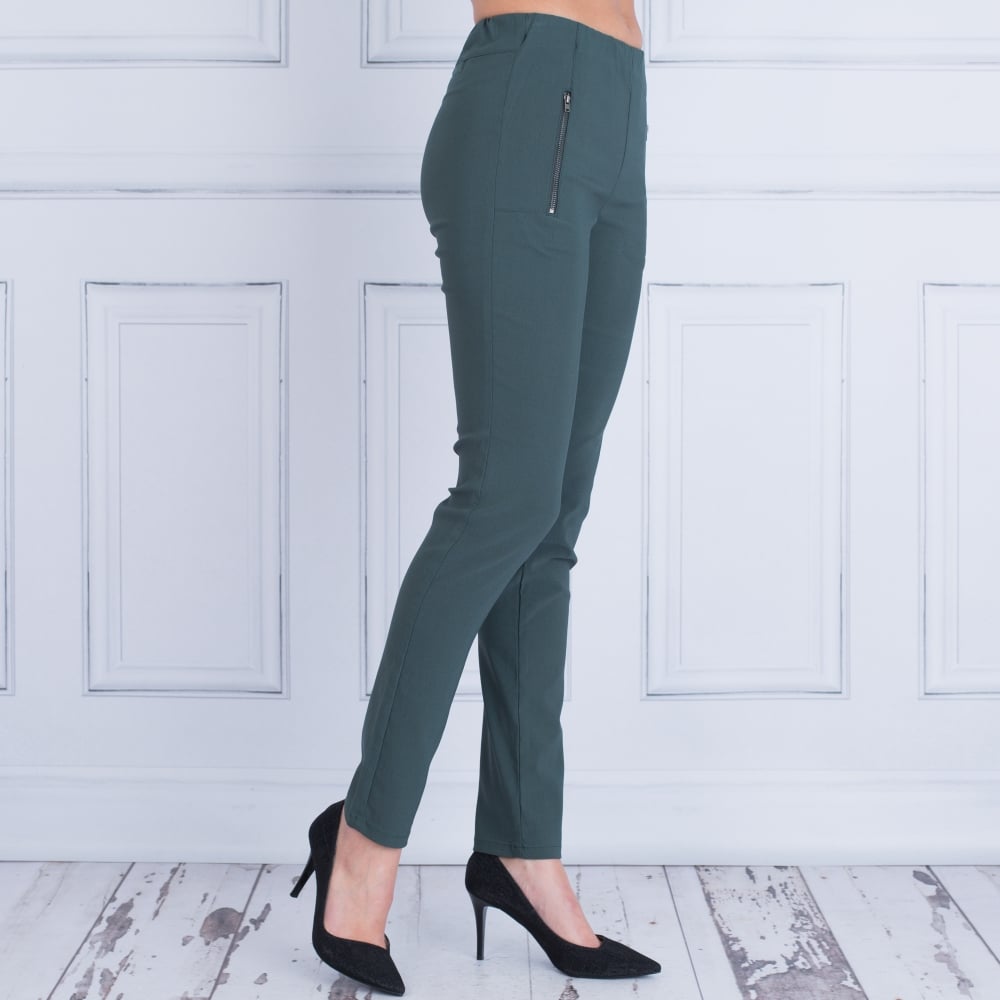 Masai Pearl Bengaleen Trousers With Vertical Ankle Zip In Green