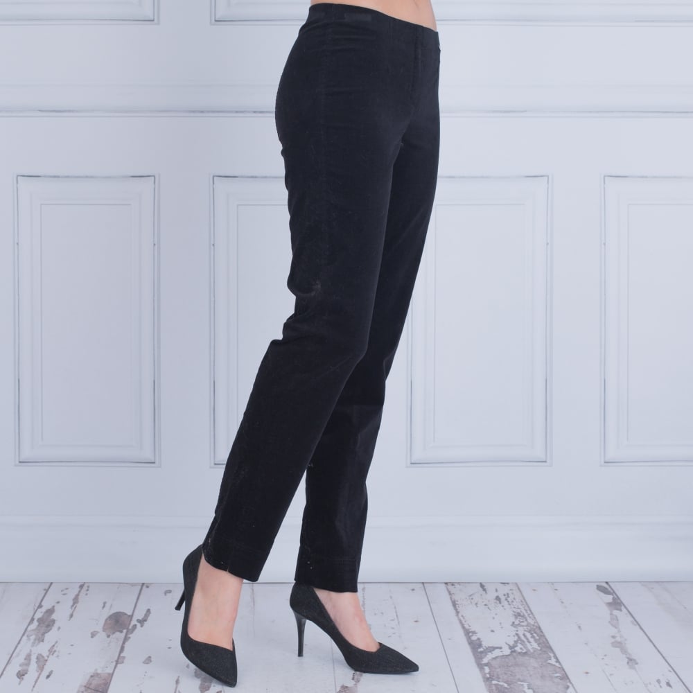 Robell Marie Velvet Trouser In Black 51414 54362