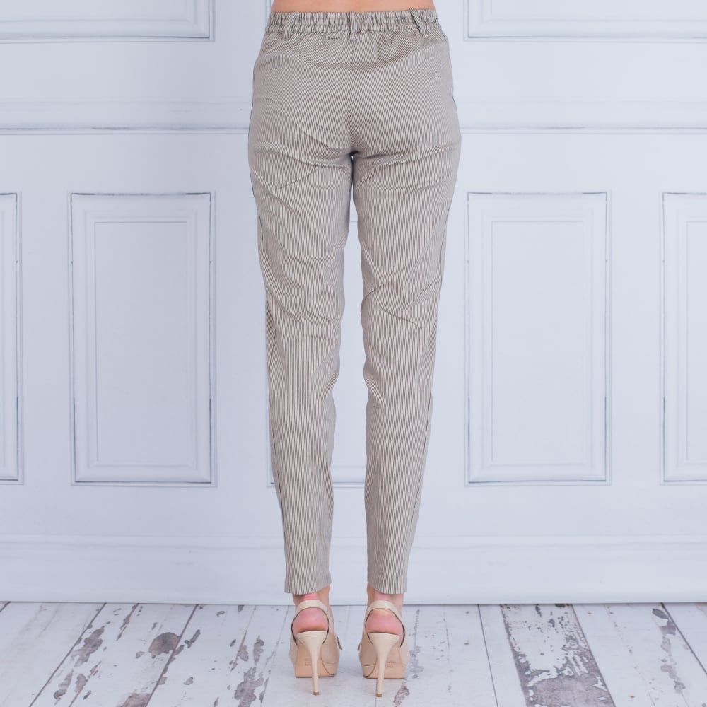 Masai Piara Pinstripe Cotton Pant Beige/Black
