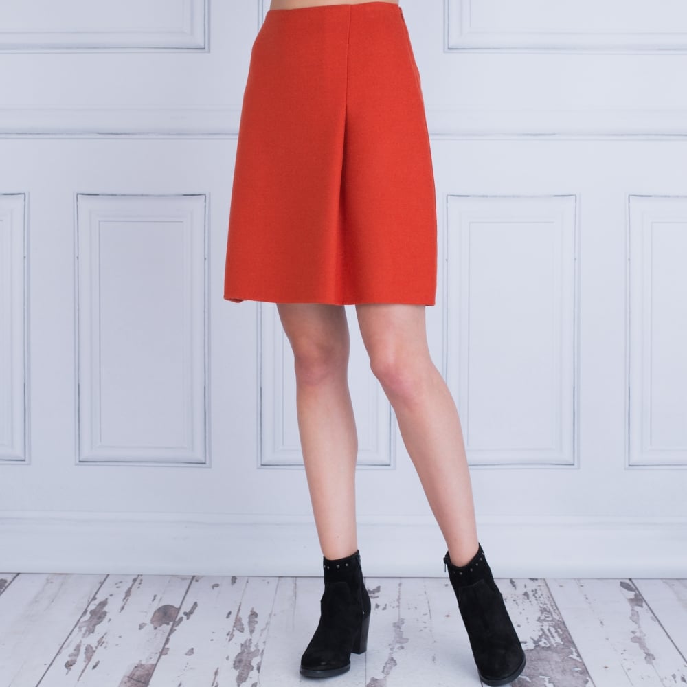 Weekend By Maxmara Palanca Asymmetrical Pleat Skirt Red