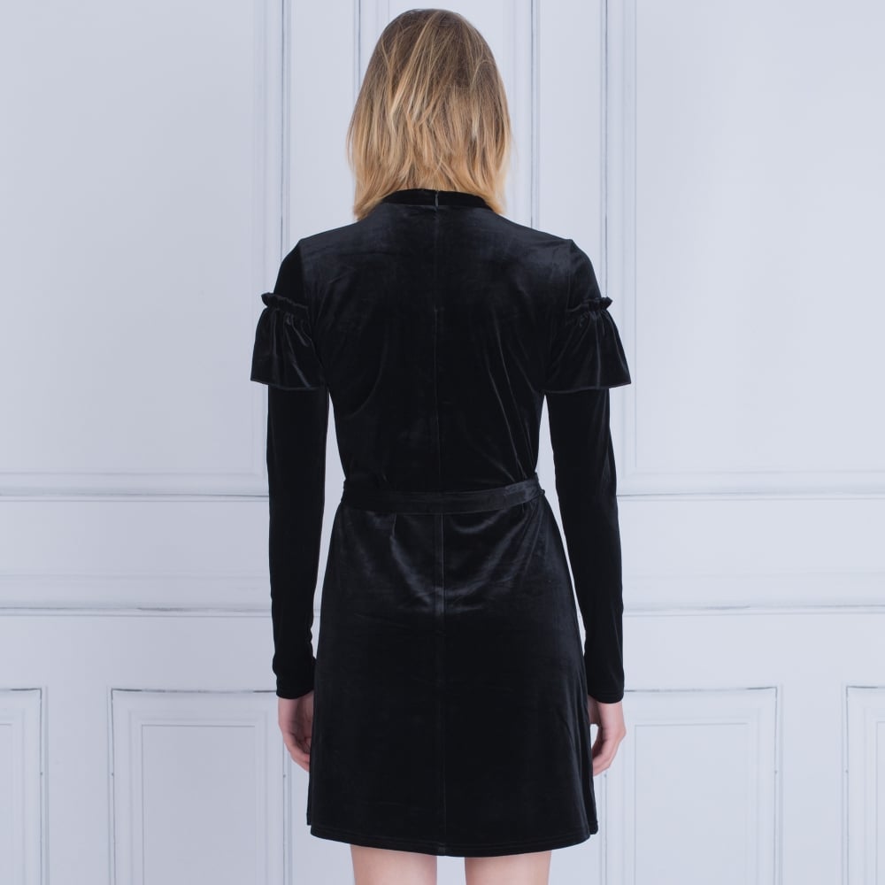 Gestuz Locklyn Velvet Frill Dress Black