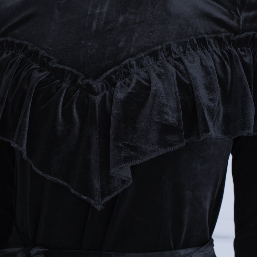 Gestuz Locklyn Velvet Frill Dress Black