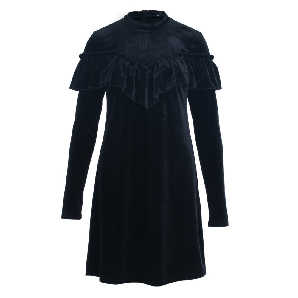 Gestuz Locklyn Velvet Frill Dress Black