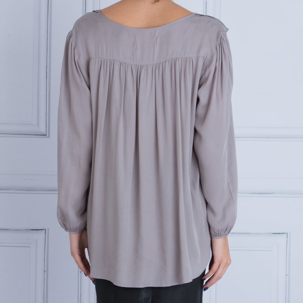Ginger Toby Frill Blouse Grey