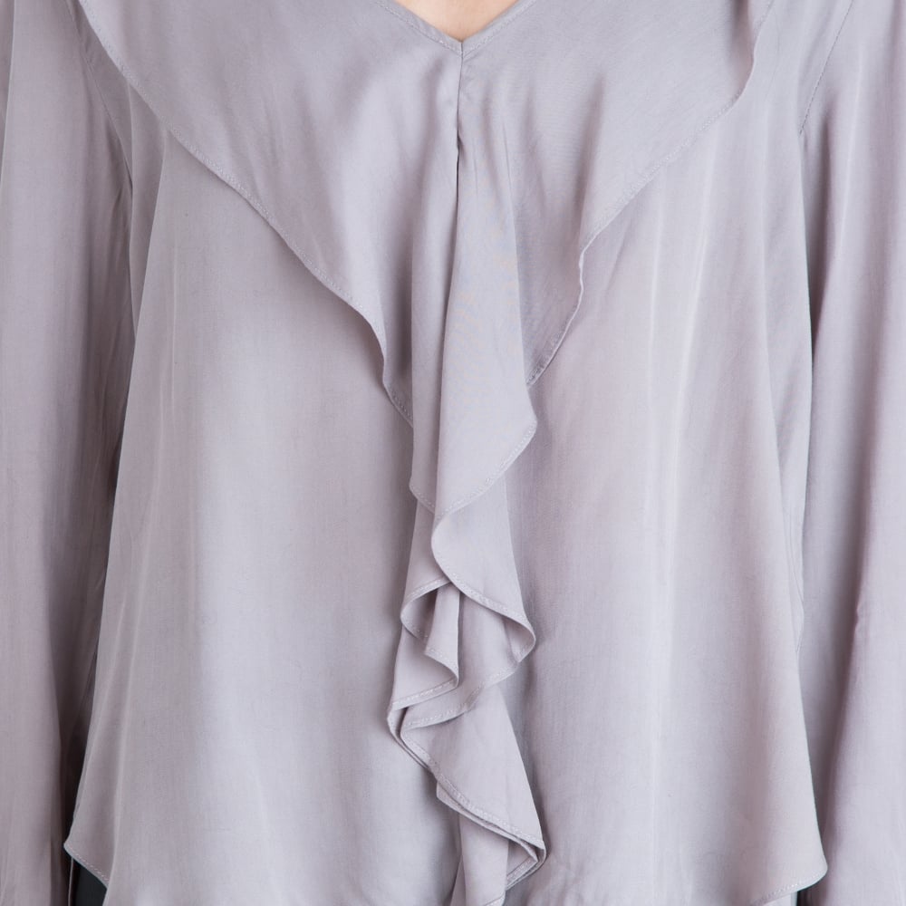 Ginger Toby Frill Blouse Grey
