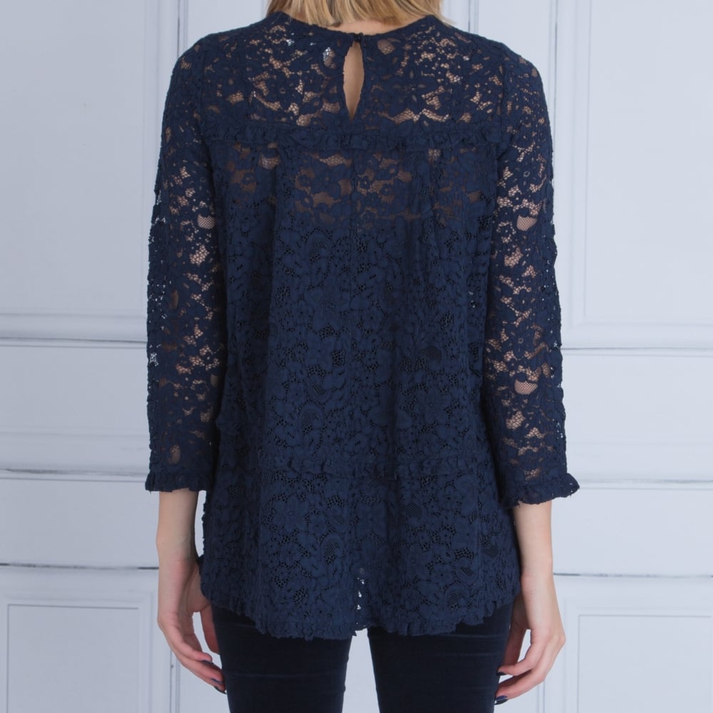 Stella Forest Lace Tunic With Long Sleeve In French Navy