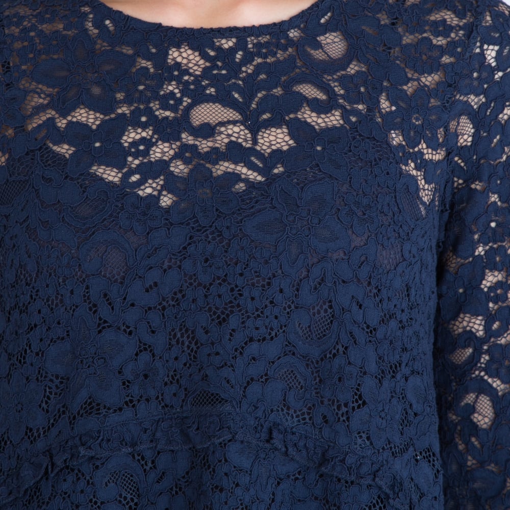 Stella Forest Lace Tunic With Long Sleeve In French Navy