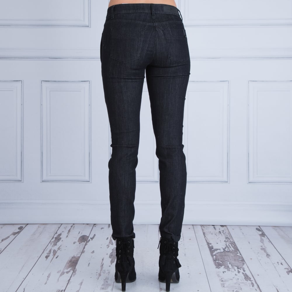 Luisa Cerano Button Front Skinny Cotton Jean Midnight Blue