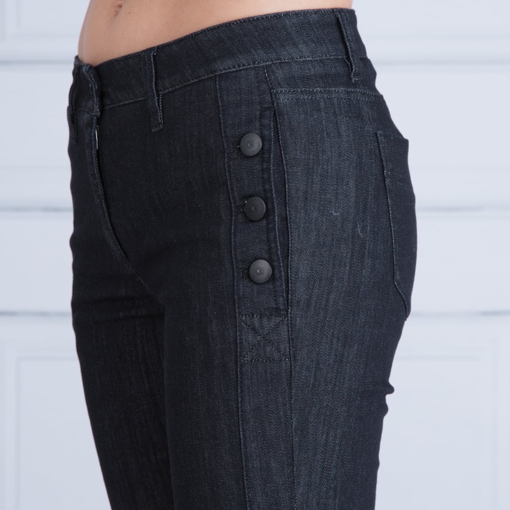 Luisa Cerano Button Front Skinny Cotton Jean Midnight Blue