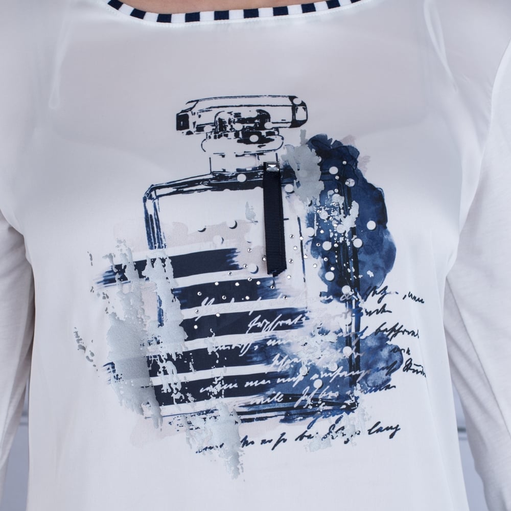 Satin Front Applique Top Off In White