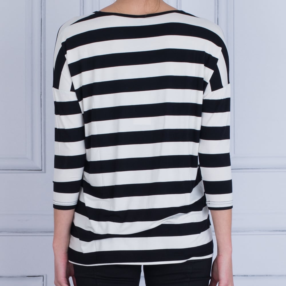 In Town Wide Stripe Jersey Top Black/Cream