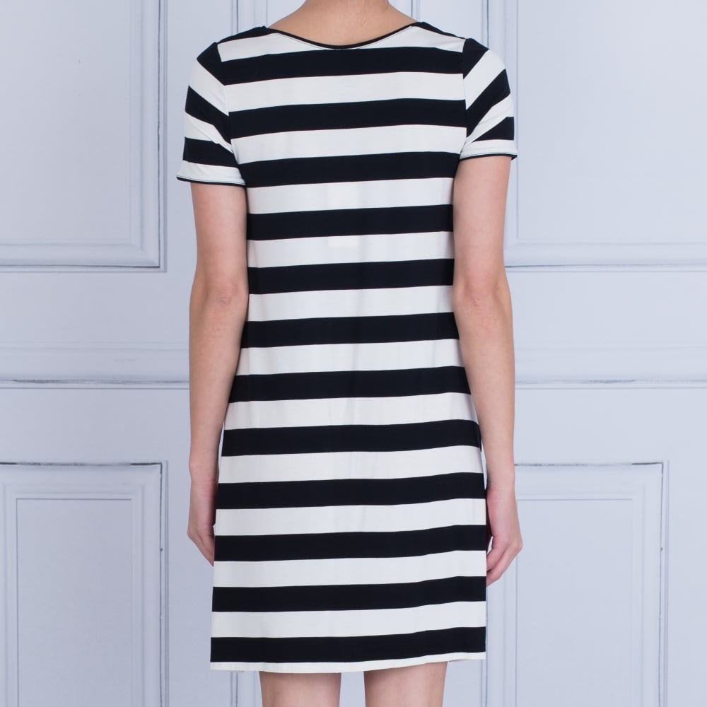 In Town Wide Stripe Jersey Dress Black/Cream
