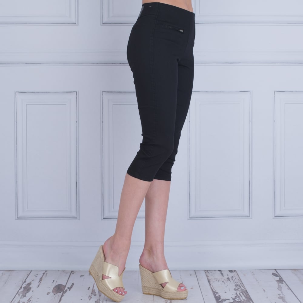 In Town Capri Crop Jean With Zip Detail Black