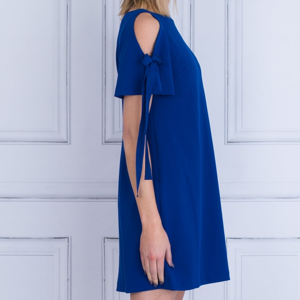 Adriana Papell Ribbon Tie Shift Dress Cobalt