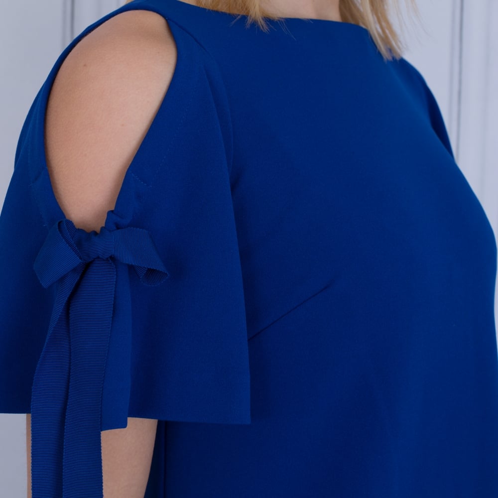 Adriana Papell Ribbon Tie Shift Dress Cobalt